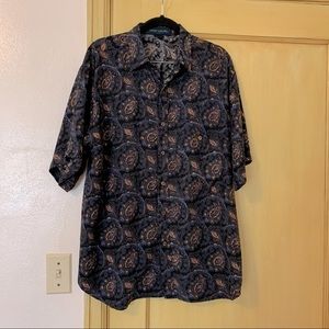 Vintage’90s Rayon Button Front Shirt Paisley Print Shah Safari